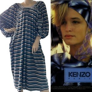 Vtg KENZO Smock Dress Oversized Tent Batwing Slouchy 1980s One Size Vintage 80s